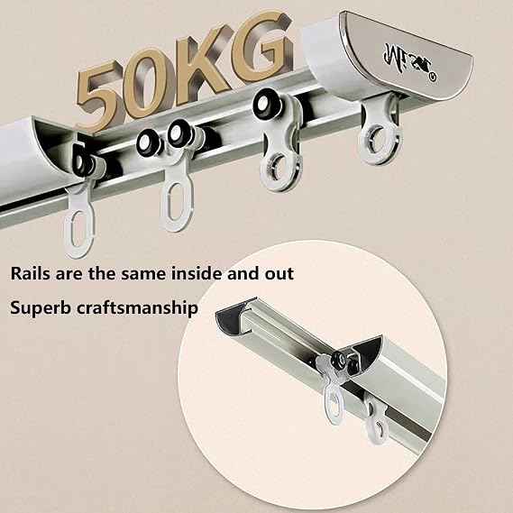 Curtain rods no Drilling Adhesive Curtain Rod Heavy-Duty Curtains Rails Self Adhesive Ceiling Curtain Track for Privacy in Open Rooms for Shower Bay Window RV Room Divider(Black,1.2m(3.9ft))