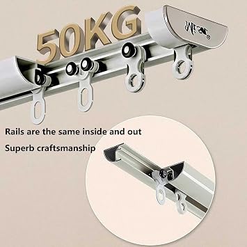 Curtain rods no Drilling Adhesive Curtain Rod Heavy-Duty Curtains Rails Self Adhesive Ceiling Curtain Track for Privacy in Open Rooms for Shower Bay Window RV Room Divider(Black,1.2m(3.9ft))
