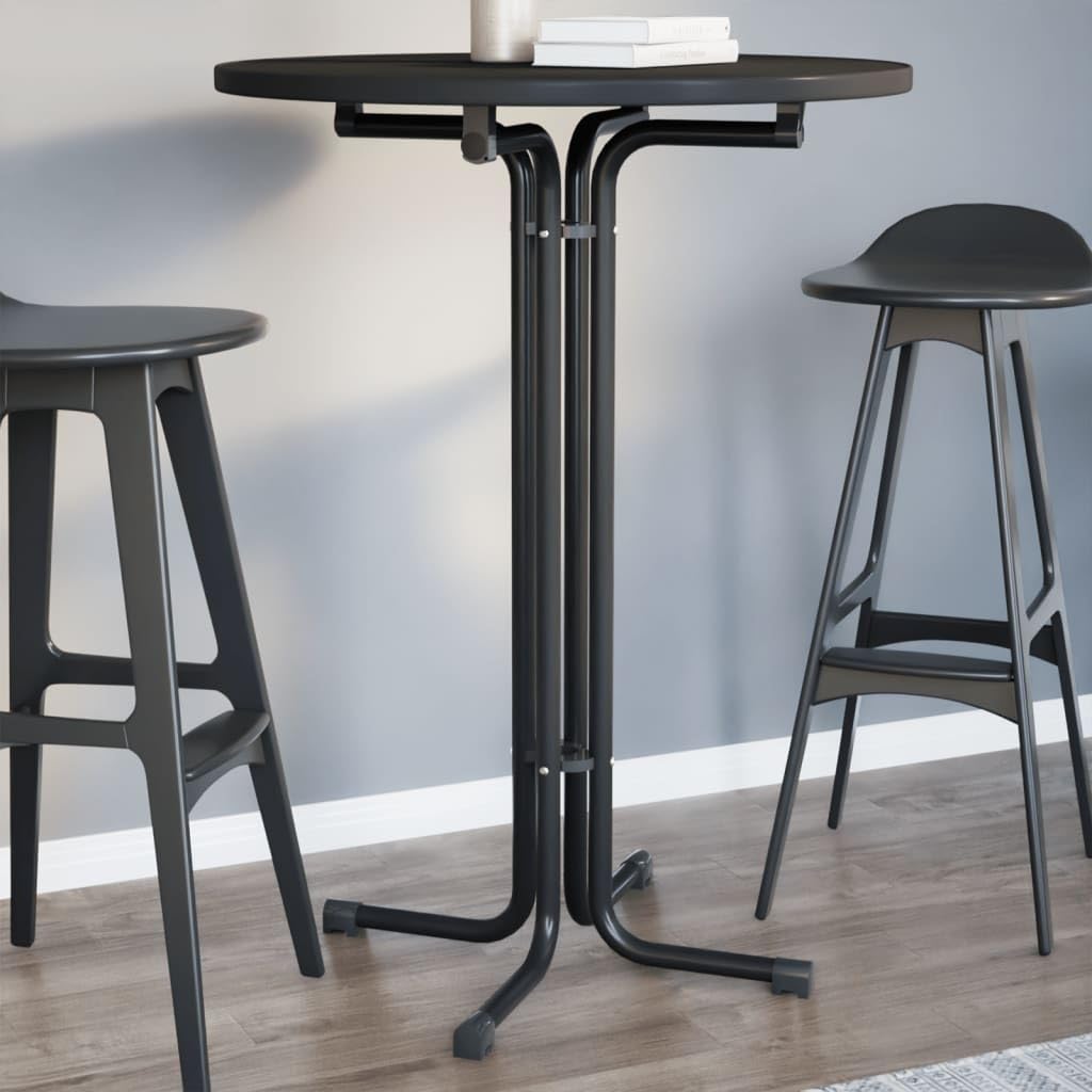 Table de bar noire Ø 80 x 110 cm bois multicouche acier