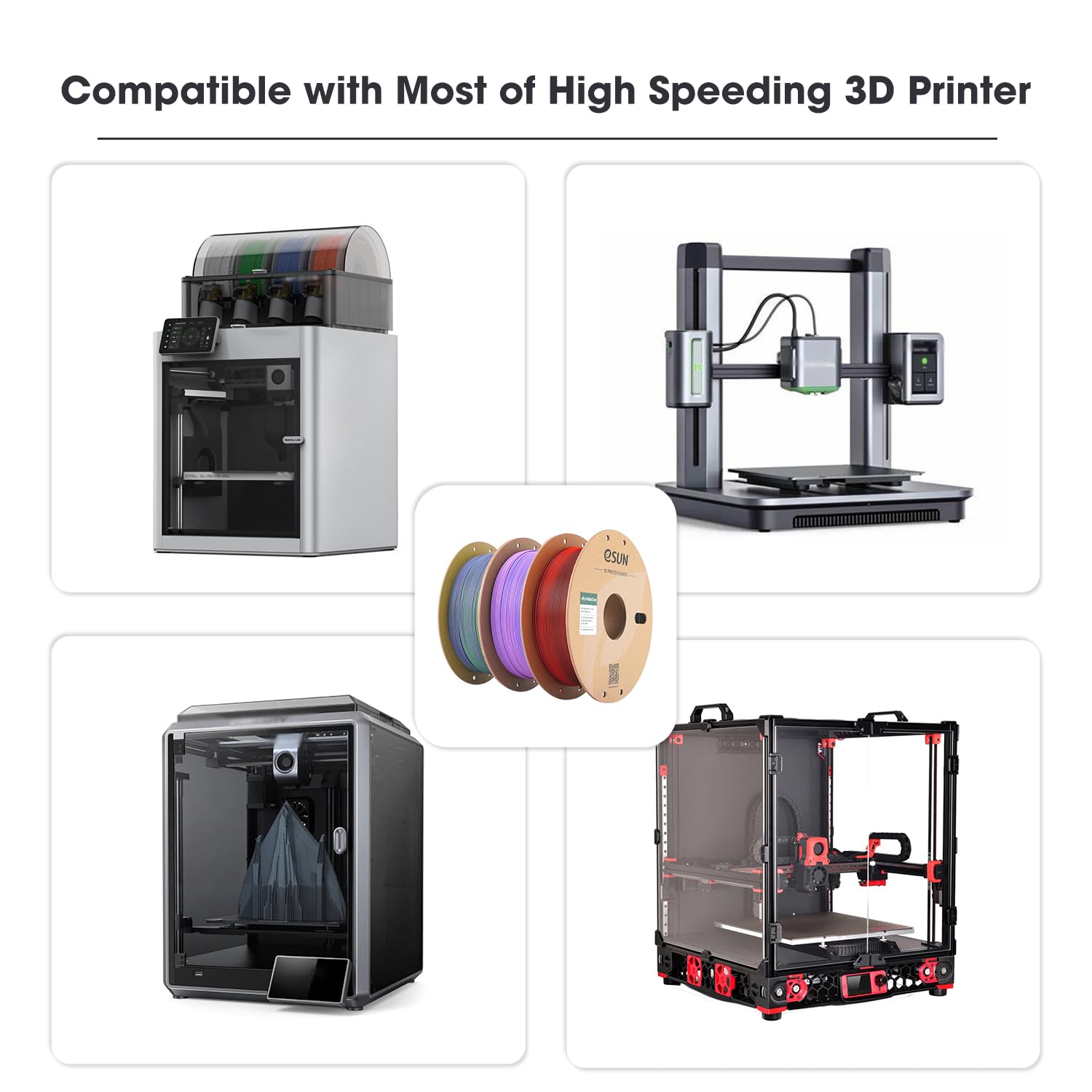 eSUN Filament PLA+ 1.75mm, ePLA+HS 3D Imprimante Filament Haute Vitesse Précision Dimensionnelle +/- 0.03mm, Bobine de 1KG (2.2 LBS) Filament PLA Plus Rapide pour 3D Imprimantes,Rouge