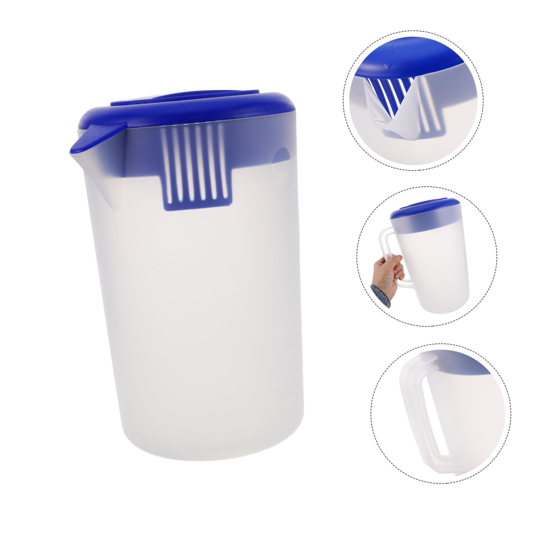 TOYANDONA Brocca e Servizio Bevande con Manico Ergonomico da 5 in Plastica e Scala Graduata Opaca, per Conservazione in Frigorifero