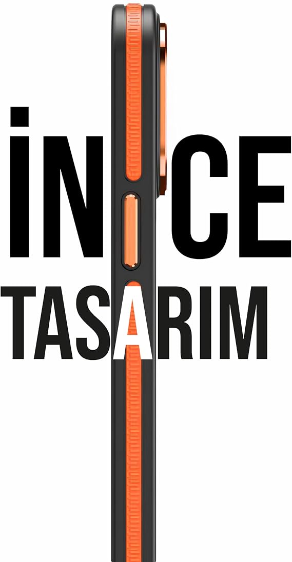 Babilden iPhone 16 Pro İçin Kılıf MagSafe ile Uyumlu Askeri Sınıfta Koruma Sararma Önleyici Çizilmeye Dirençli Sırt Manyetik Telefon Kılıfı (Turuncu)