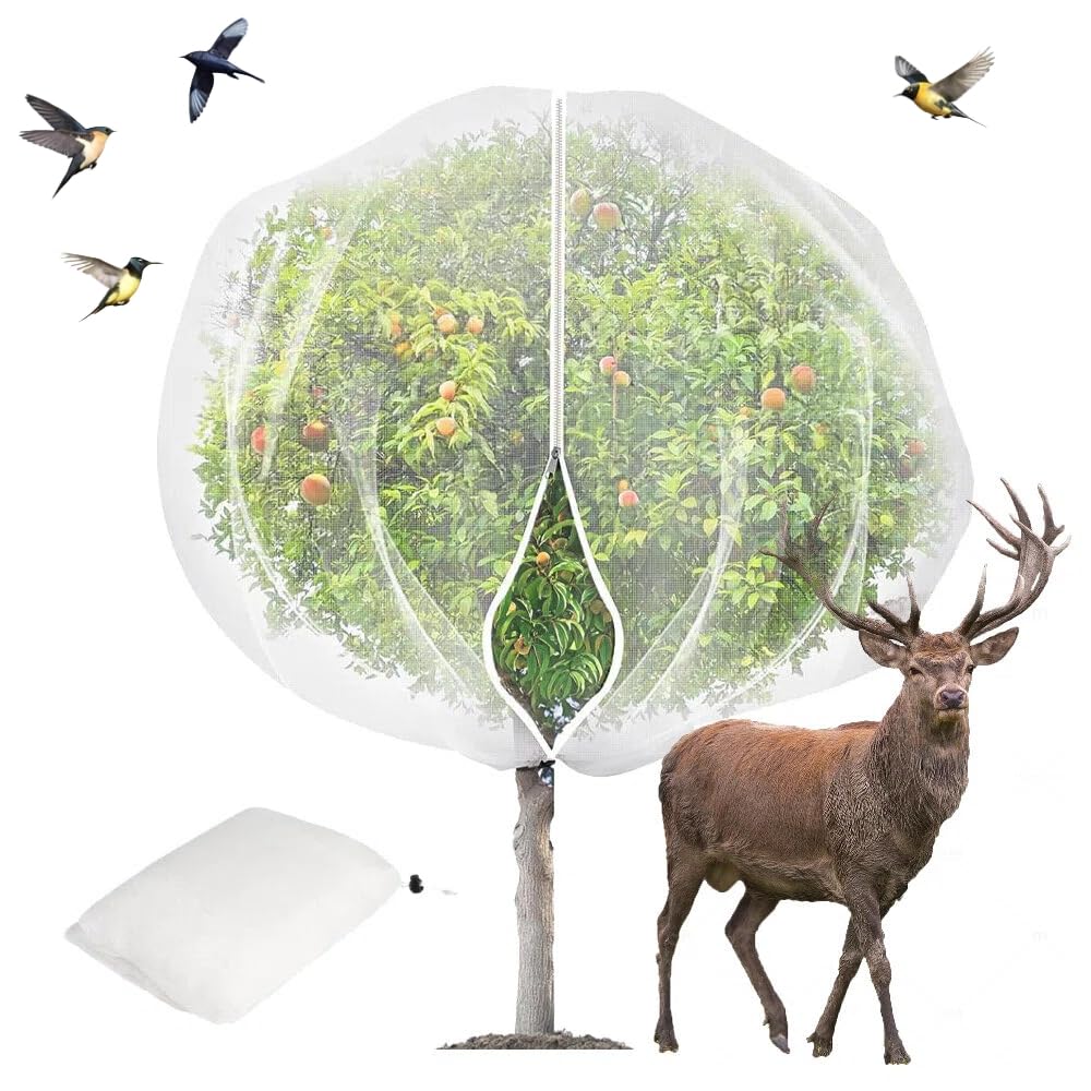 Photo 1 of 1 Pack Extra-Large Fruit Tree Netting Covers for Birds and Squirrels(15X15ft) –Bird Nets for Fruit Trees with Zipper and Drawstring, Extra Large Durable Mesh Garden Netting to Protect Fruit Trees