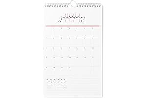 2024 Vertical Wall Calendar - Easy Monthly Pink Planning