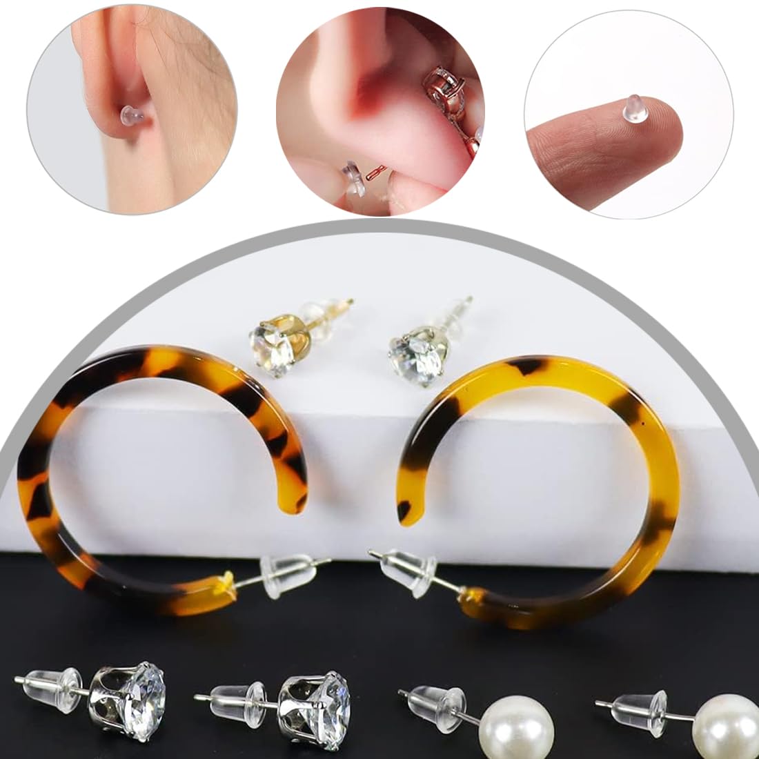 500 Bouchons Silicone Pour Boucles D'oreilles - 4x4mm Transparents