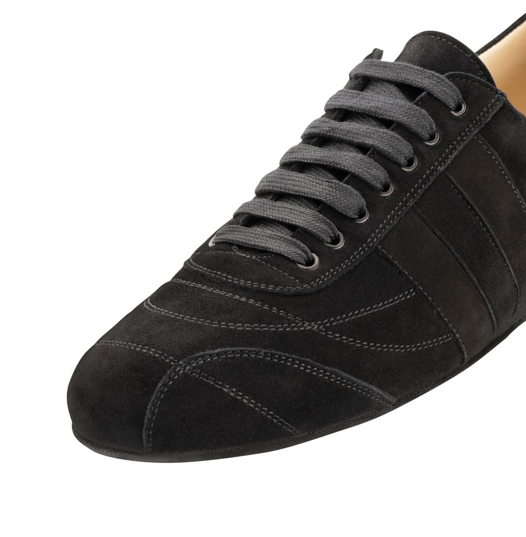 Werner Kern Herren Tanzsneaker/Tanzschuhe Cortino 28060 - Veloursleder Schwarz - Normalweite - 1,5 cm Soft-Heel Absatz - Made in Italy