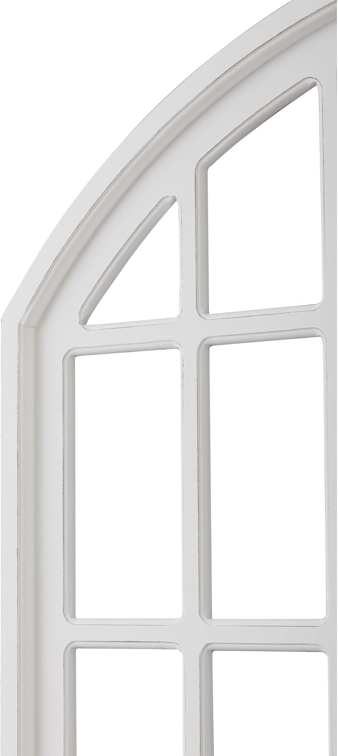 Sintosin Rustic Arch Window Frame Wall Decor 30 Inch Tall, Set of 2 Hanging Distressed White Farmhouse Cathedral Wall Decor, Handmade Wooden Window Pane for Living Room Entryway