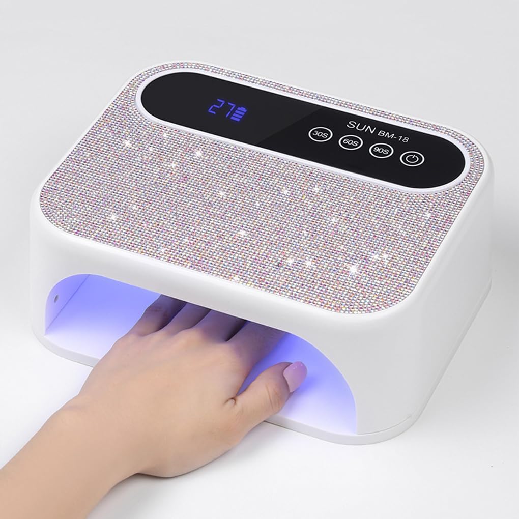 Lámpara de uñas UV LED con pantalla LCD táctil y acabado brillante de diamante ABS, batería 6000 mAh.