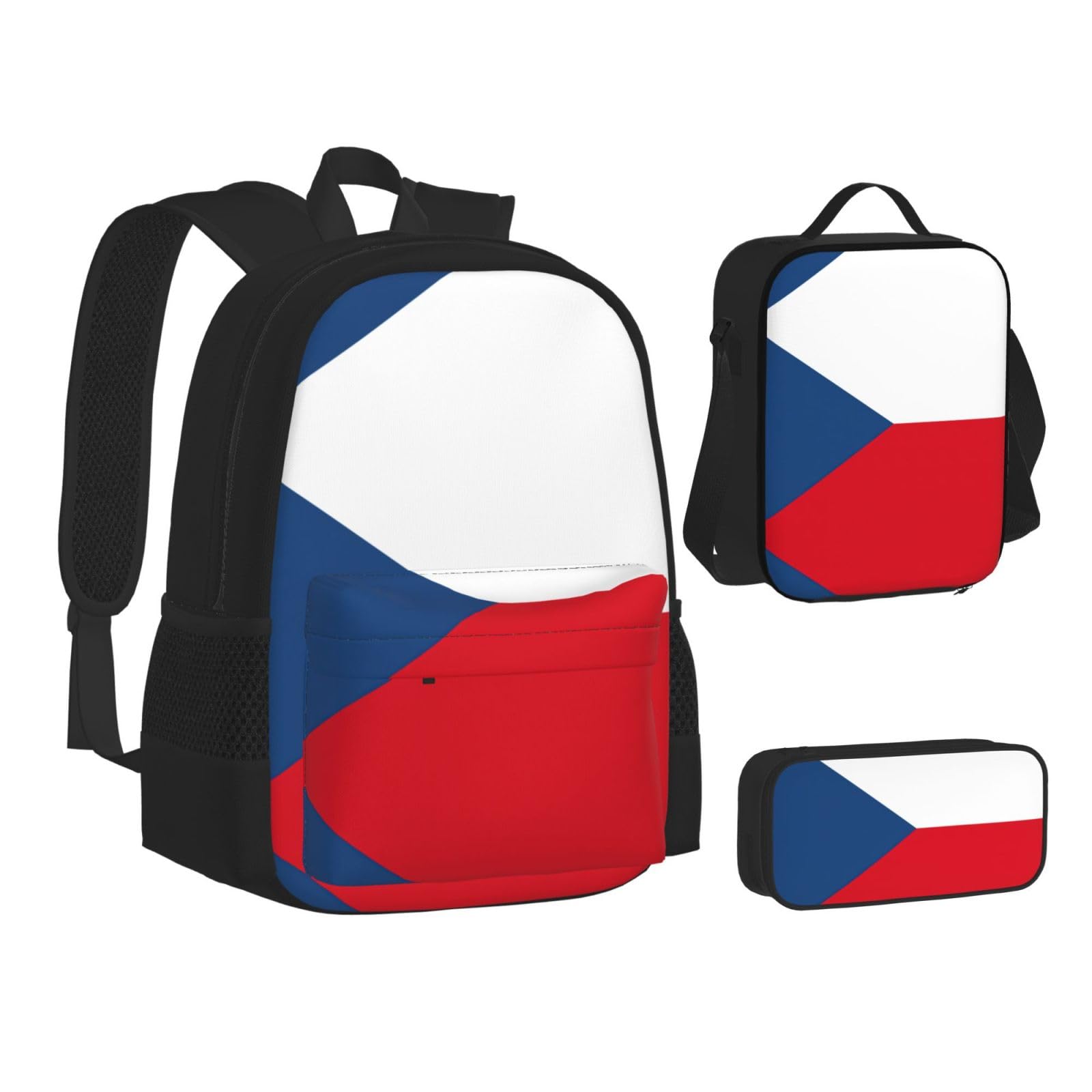 Flaga Republiki Czeskiej Plecak Dziecko Chłopcy Dziewczęta Pudełko na lunch Szkoła Zestaw Tornister Uczeń Szkoła Student Prezent, Czarny, One Size, Bagaż