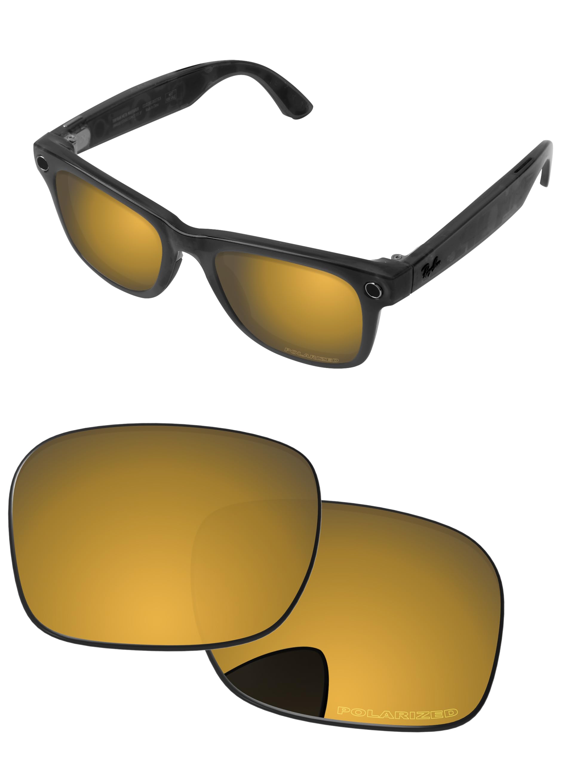 Replacement Lenses for Ray-Ban Meta Wayfarer RW4006 &amp; RW4012 50mm AI Glasses - Photochromic, Anti Blue Light Lens
