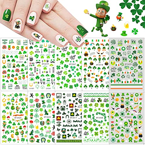 10 Sheets St Patrick’s Day Nail Art Stickers