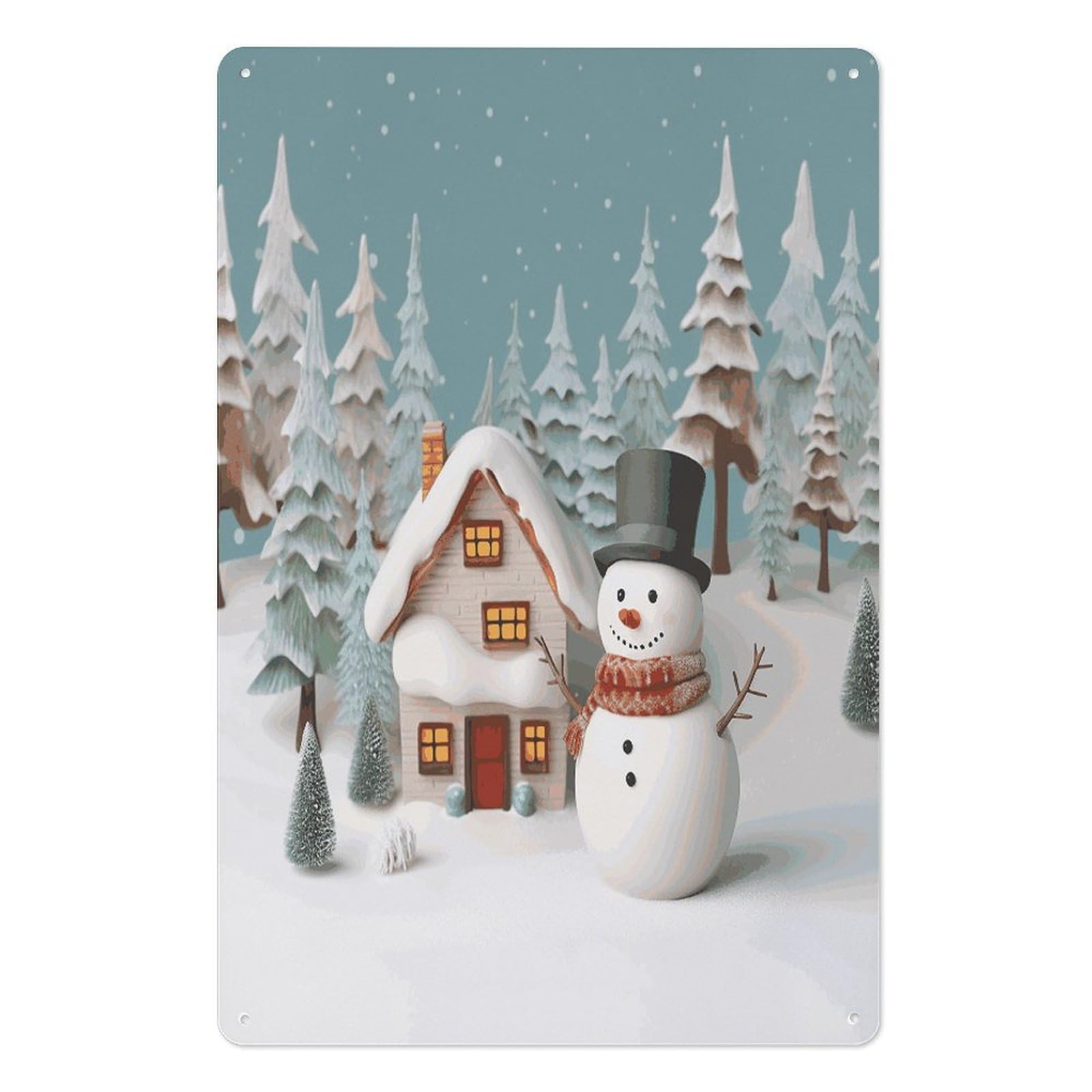 Adfgyerh Style Snowman And Village Tin Sign Hanging Art Prints,Wall Decor For Gifting And Party Decoration 7.9X11.8 Inch,Wall Art For Home Garden Greenhouse Living Room Bedroom Yard