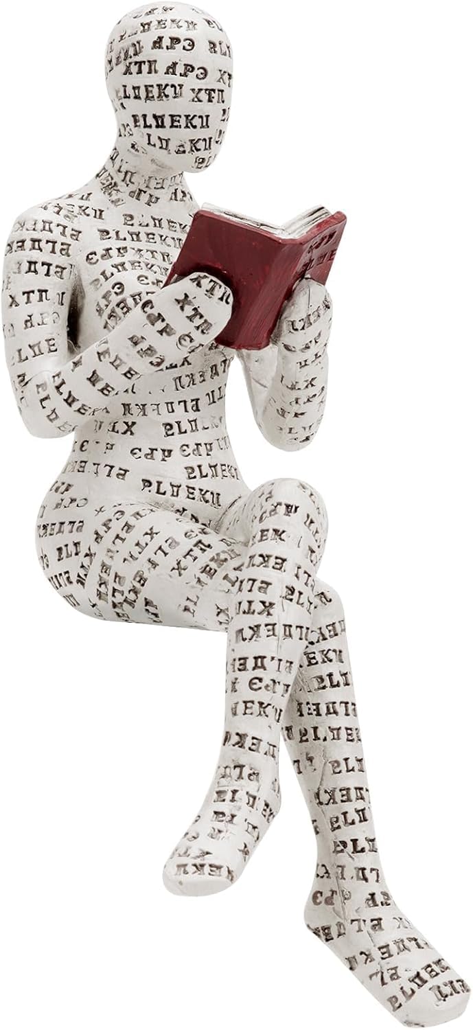 Dytartzx Modern Bookshelf Decor，Reading Women Figurine Sculpture，Thinker Statue for Living Room, Office, Bedroom (Style 4)