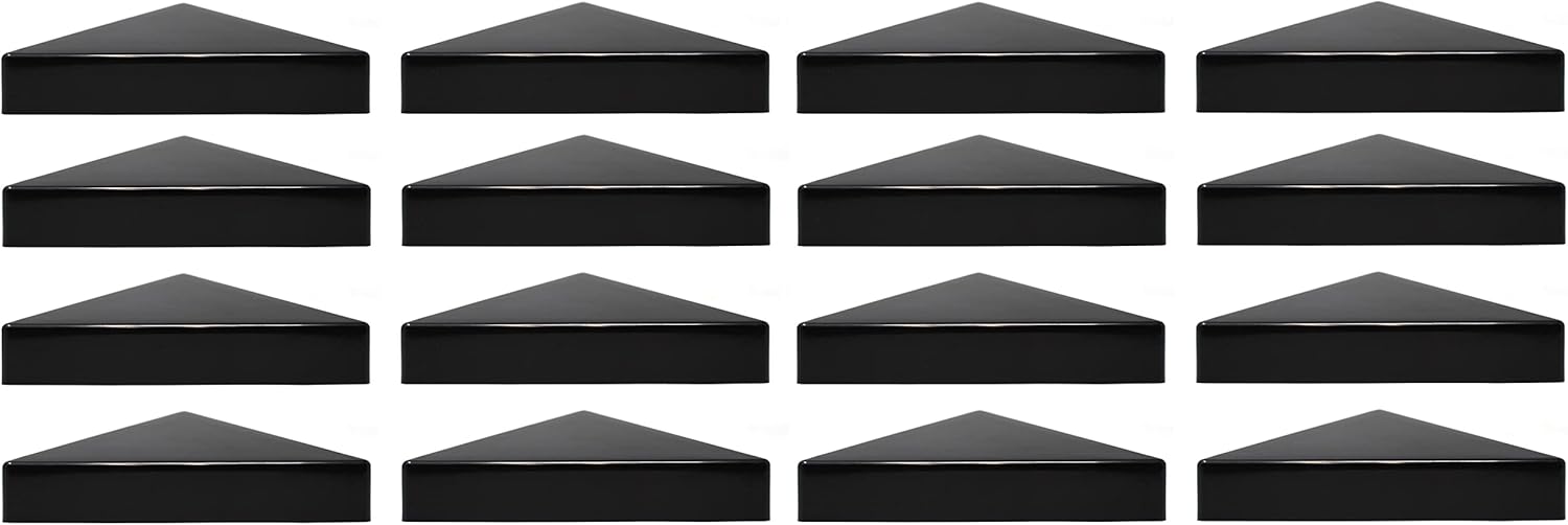 True 6x6 (155mm x 155mm) Plastic Pyramid Vinyl Fence Post Cap for True Actual 6" x 6" Vinyl Posts Black or White Multiple Quantities (16, Black)