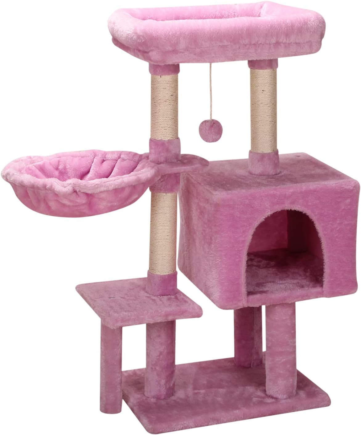 FISH&NAP US09P Pink Cute Cat Tree for Indoor Cat Tower Cat Condo Sisal Scratching