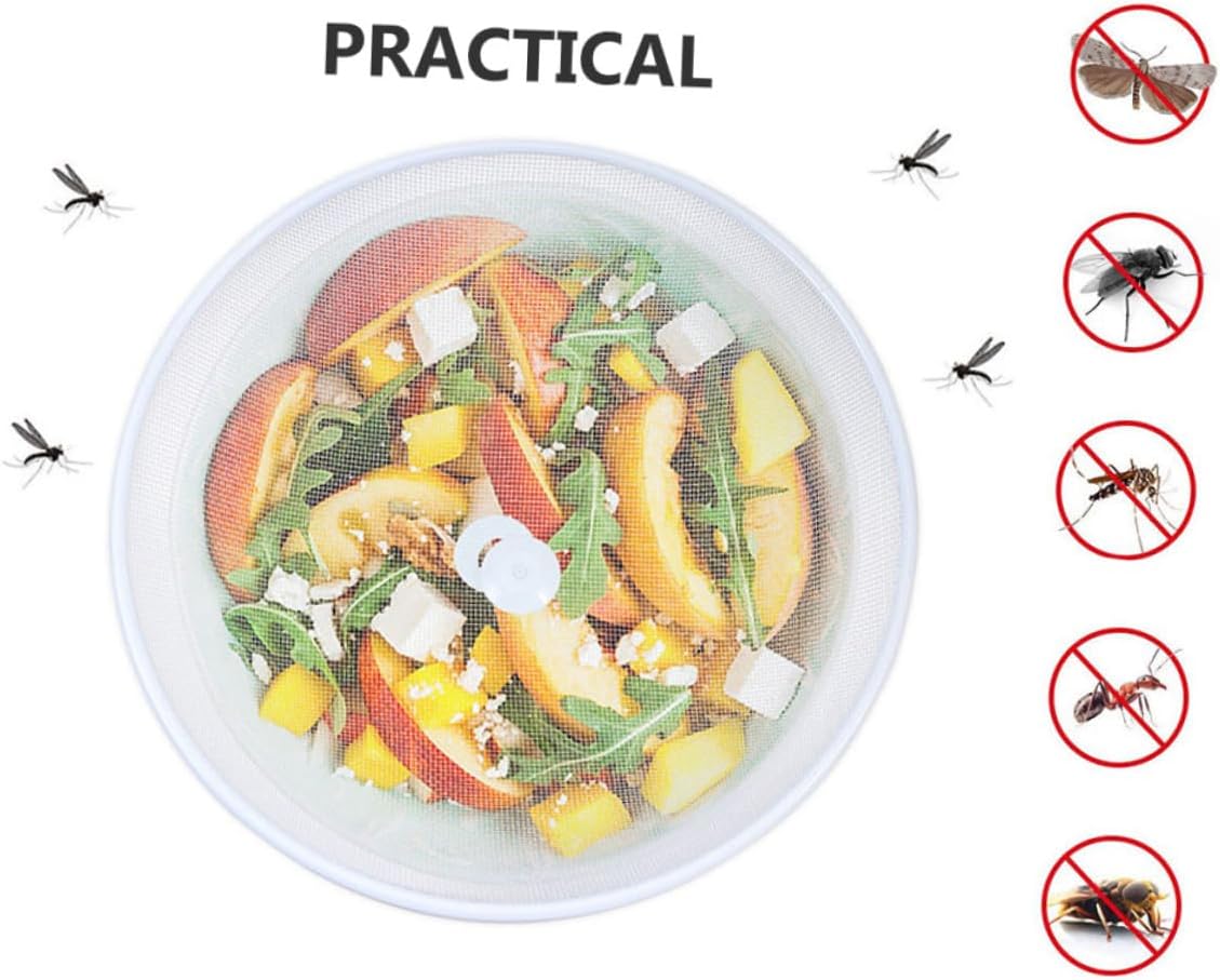 2pcs 35cm Diameter White Iron Food Protective Covers Food Tent Fresh-keeping Mesh for Home Dining Table