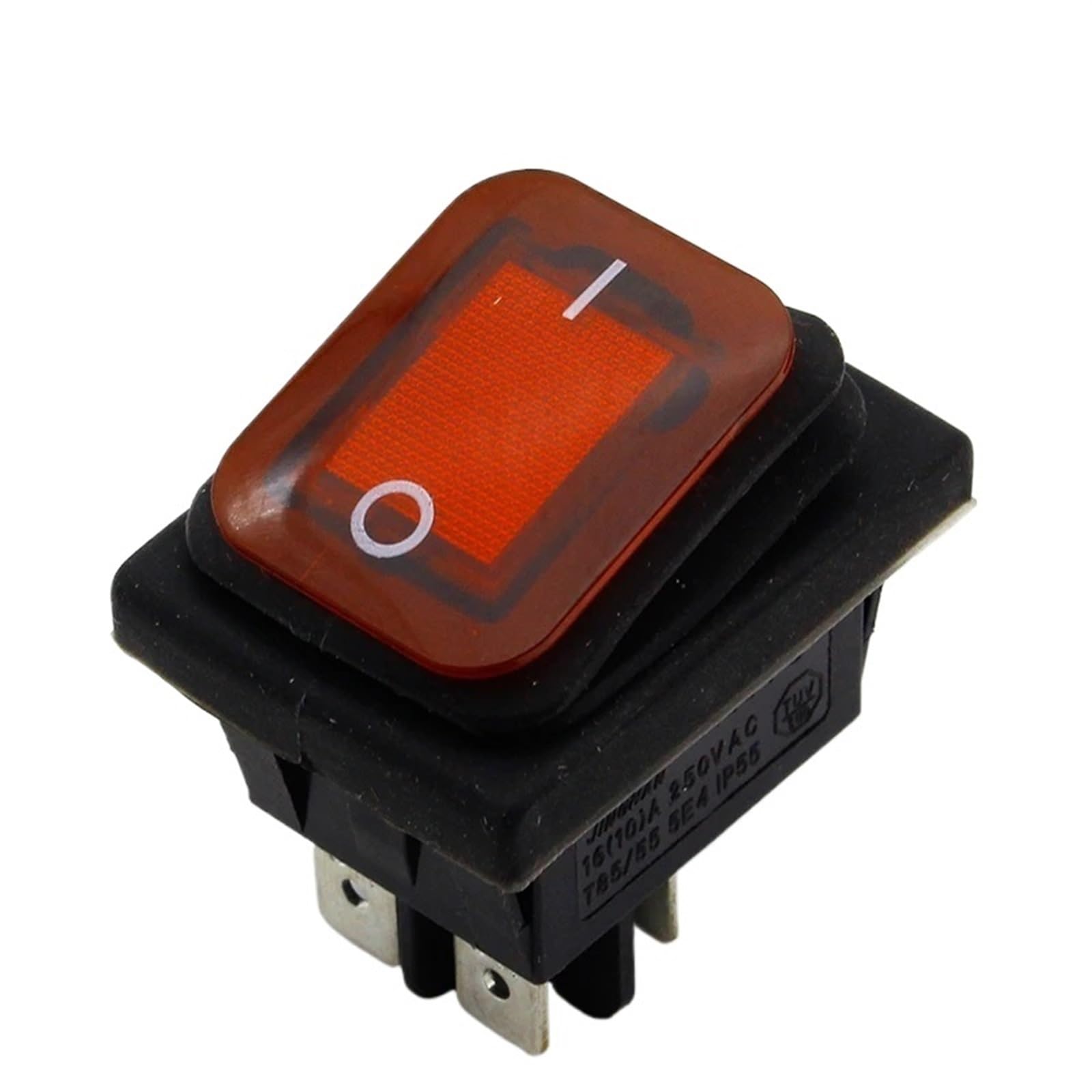 Czerwony przełącznik dźwigienkowy IP55 4-pinowy 2 pozycje AC 250 V/16 A LED podświetlany 1 szt