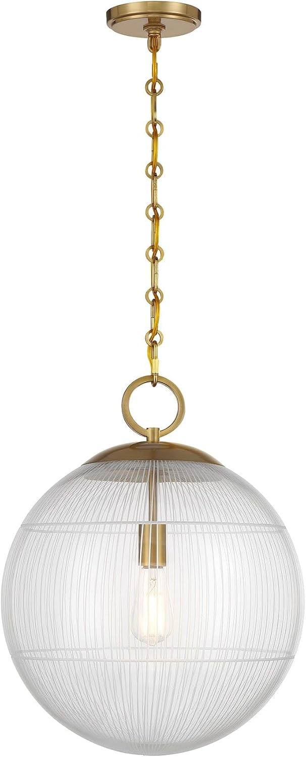 Savoy House 7-1840-1-322 Cabot Vintage Segmented Glass Pendant, 1-Light 60 Watt, 19" H x 16" W, Warm Brass