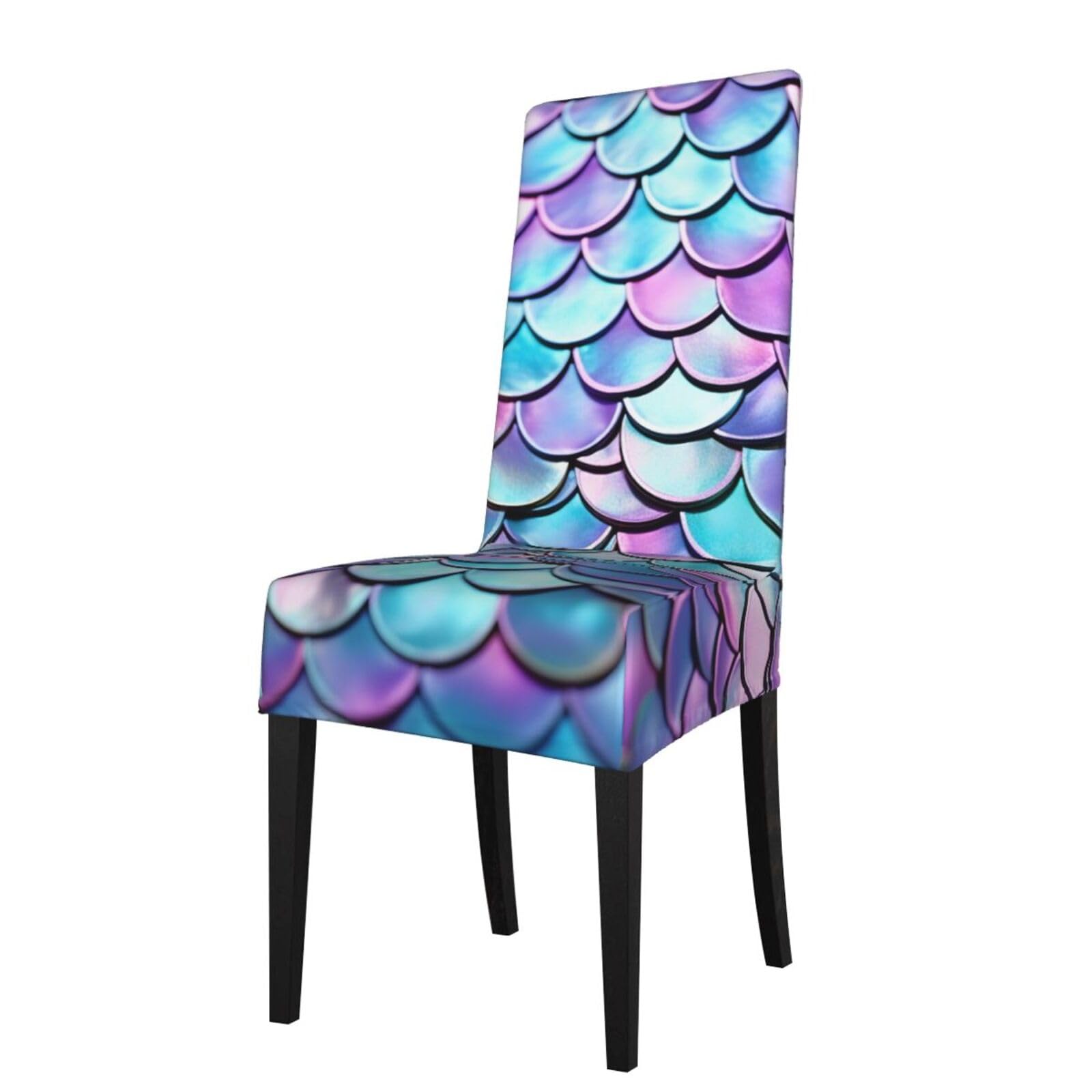 FodPand Stretch Chair Covers for Dining Room, Watercolor Mermaid Chair Seat Covers Washable Detachable Chair Slipcover Chair Protectors Covers for Kitchen,Wedding,Party