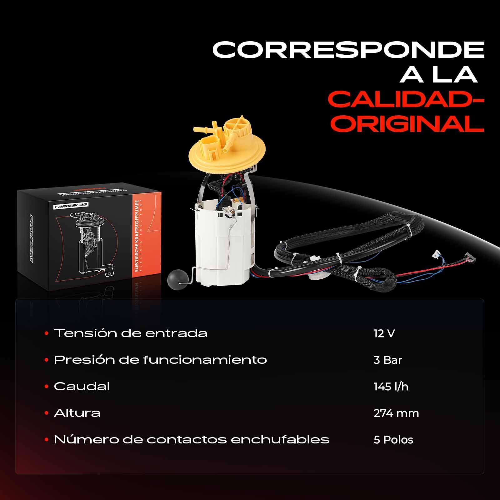 Frankberg Bomba de combustible bomba de gasolina conjunto de módulos de | sin sensor de presión, 5 pines, 77203; Compatible con: S60 I 384, S80 I 184, XC70 Cross Country 295, V70 II 285
