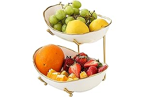 Gold-rimmed Ceramic Snack Bowl Stand