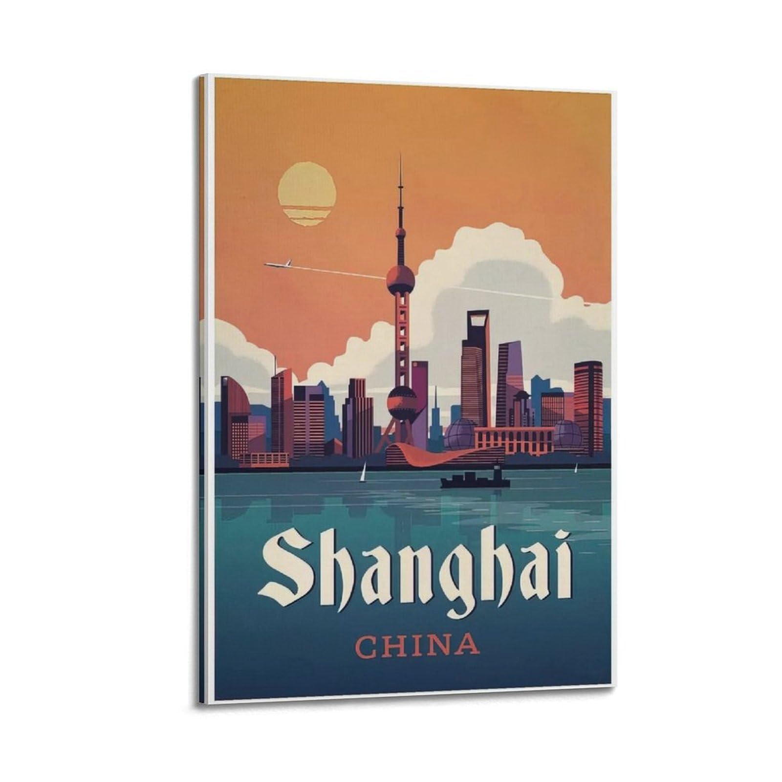 DLJGDS Vintage Travel Poster Shanghai, The Magic City, China Decorative Painting Canvas Wall Posters And Modern Family Bedroom Decor 12x18inch(30x45cm)