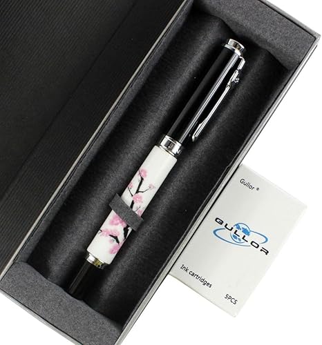 Miniatura 4 de Gullor Elegante pluma estilográfica Jinhao 8802 Plum Flower con caja de regalo y cartuchos de tinta