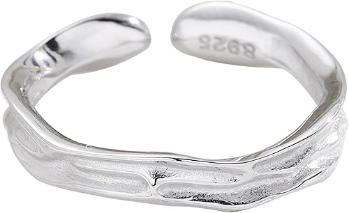 Miniatura 21 de 925 Sterling Silver Ring Minimalist Adjustable Rings Band Handmade Rings for Women Girls