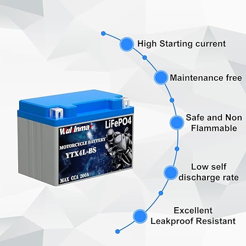 Miniatura 10 de Batería ATV de 12 V, batería de litio para motocicleta, YTX7L-BS, LifePO4 12V 3Ah 300A CCA, batería de litio, batería Sportster, batería Harley para