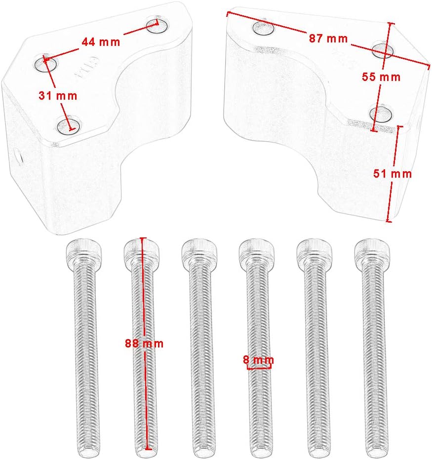 Motorcycle Handlebar Riser Aluminum Handlebar Adjustment Rolocation Brackets Accessories for Kawasaki Concours 14 2008-2019 for GTR1400 2008-2019