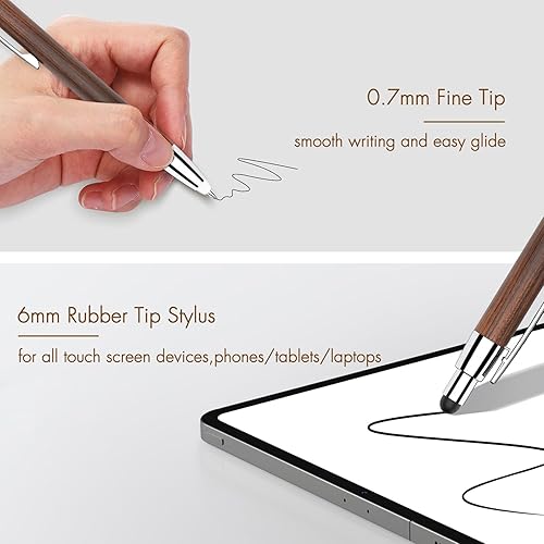 Miniatura 5 de Penyeah Bolígrafo con luz, 3 en 1 con lápiz capacitivo y punta iluminada, bonito regalo de bolígrafos de madera para escribir en diario en la