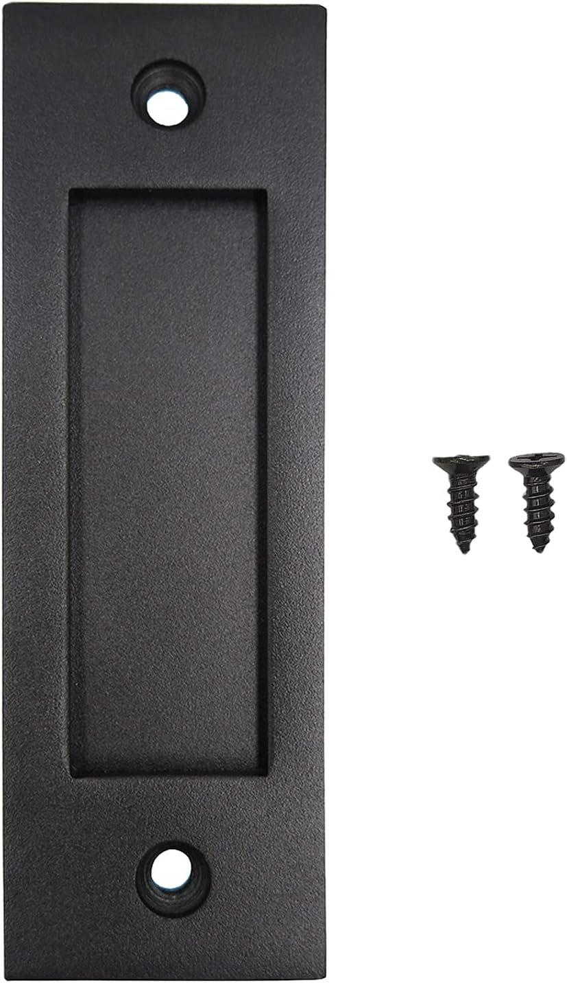 ZUIWAN6" Heavy Duty Flush Pull Barn Door Handle - Sliding Flush Pull Door Handle for Closet and Drawers with Invisible Flat Bottom（Black）