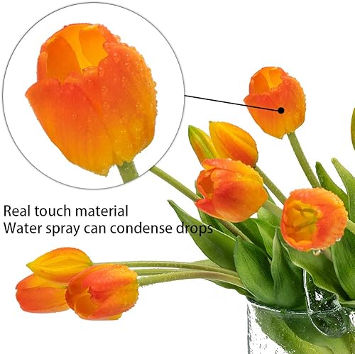 Miniatura 122 de 15 flores de tulipanes artificiales, ramo de látex de tacto real, tulipanes falsos para oficina, boda, fiesta, hogar, cocina, jardín