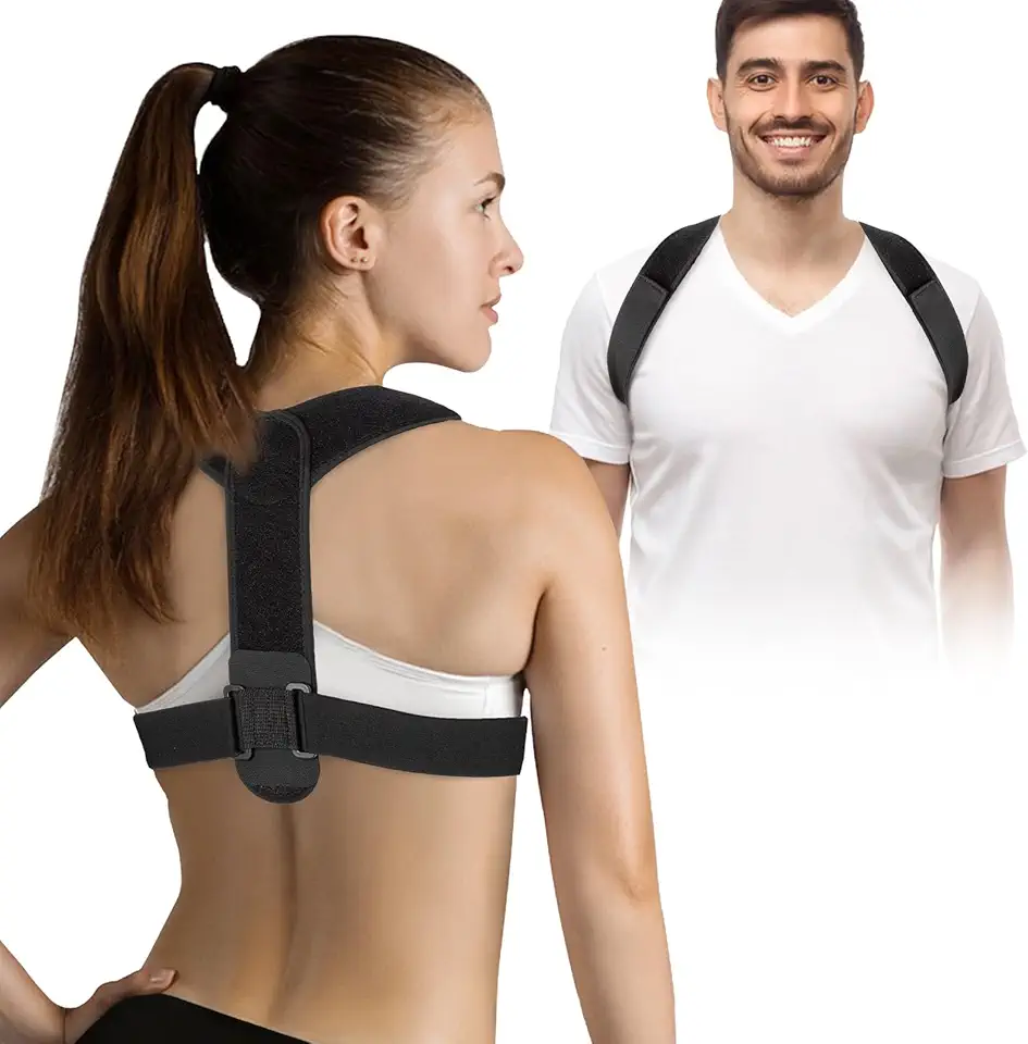Posture Corrector for Women and Men, Adjustable and Breathable Upper Back Brace for Posture, Providing Pain Relief from Back, Neck, Shoulder and Clavicle, Black