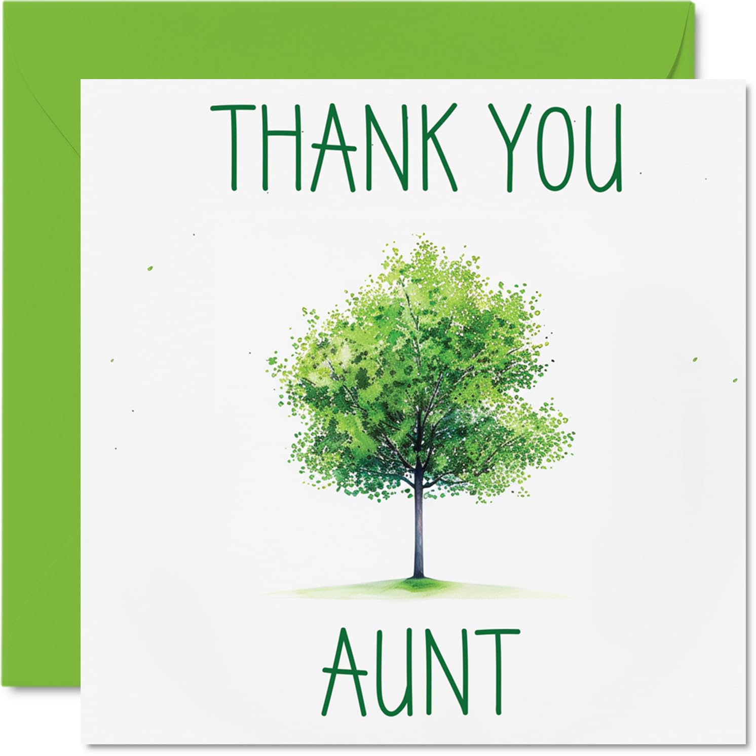 Thank You Cards for Aunt - Colourful Green Tree - Thankyou Cards for Her Women, Heartfelt Appreciation Card, 145mm Thank You So Much Greeting Gifts