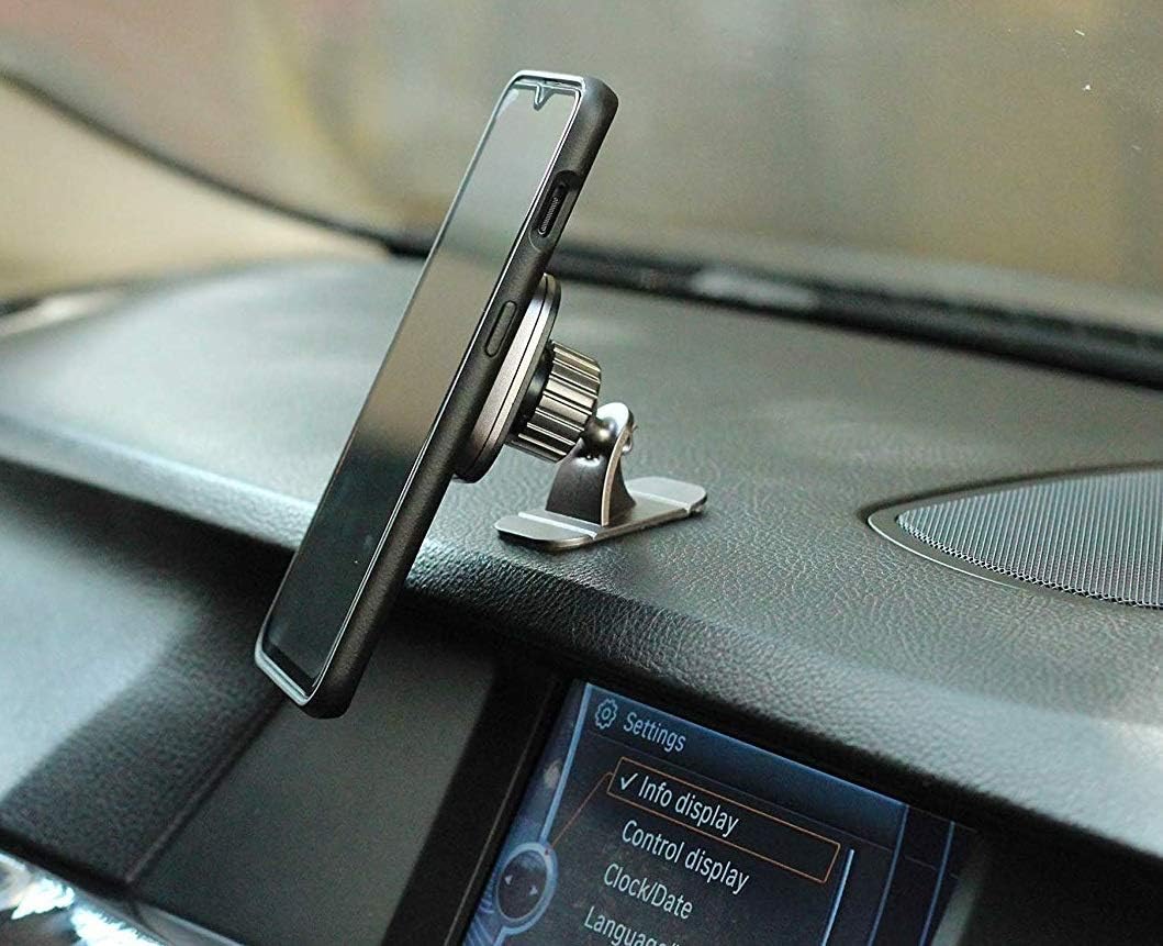 MAZU Universal 360 Degree Rotation Magnetic Mobile Holder for Car Dashboard Windscreen or Work Desk for All Smartphones and GPS Accessories with Two Metal Plates (Silver Antique Chrome)