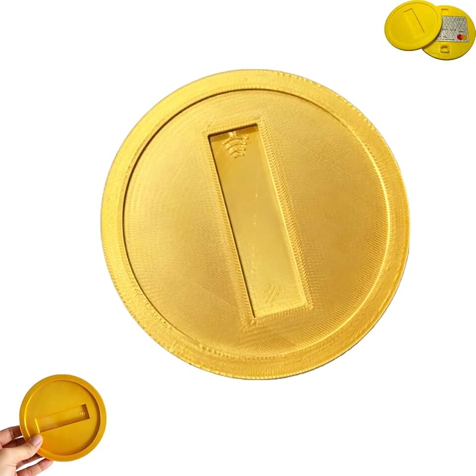 Retro Gold Coin Card Holder, 3D Printed Tap to Pay Coin, Credit Card Wand Holder,Contactless Payment Coin Wallet with Hidden Card Slot, Secure Credit Card Protector Sleeve for NFC (Gold, 1Pc)