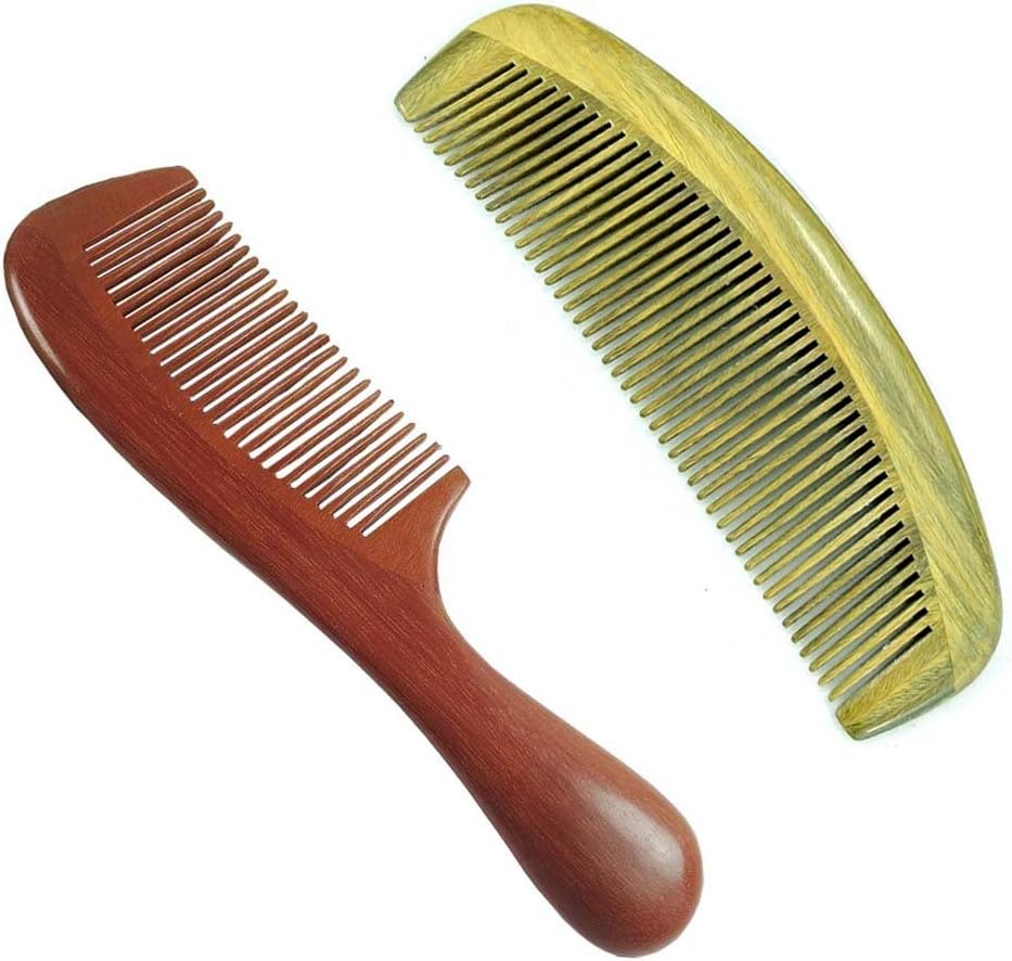 2 Count Natural Hand Made Sandalwood Comb with Aromatic Smell, No Static