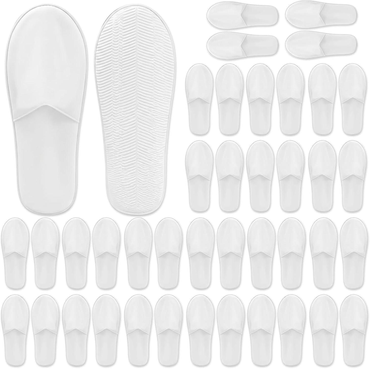 20 Pairs Disposable Slippers for Guests, Individually Wrapped Spa Slippers Bulk, White Slippers Disposable for Hotel, Travel, Beauty Salon, Home Use