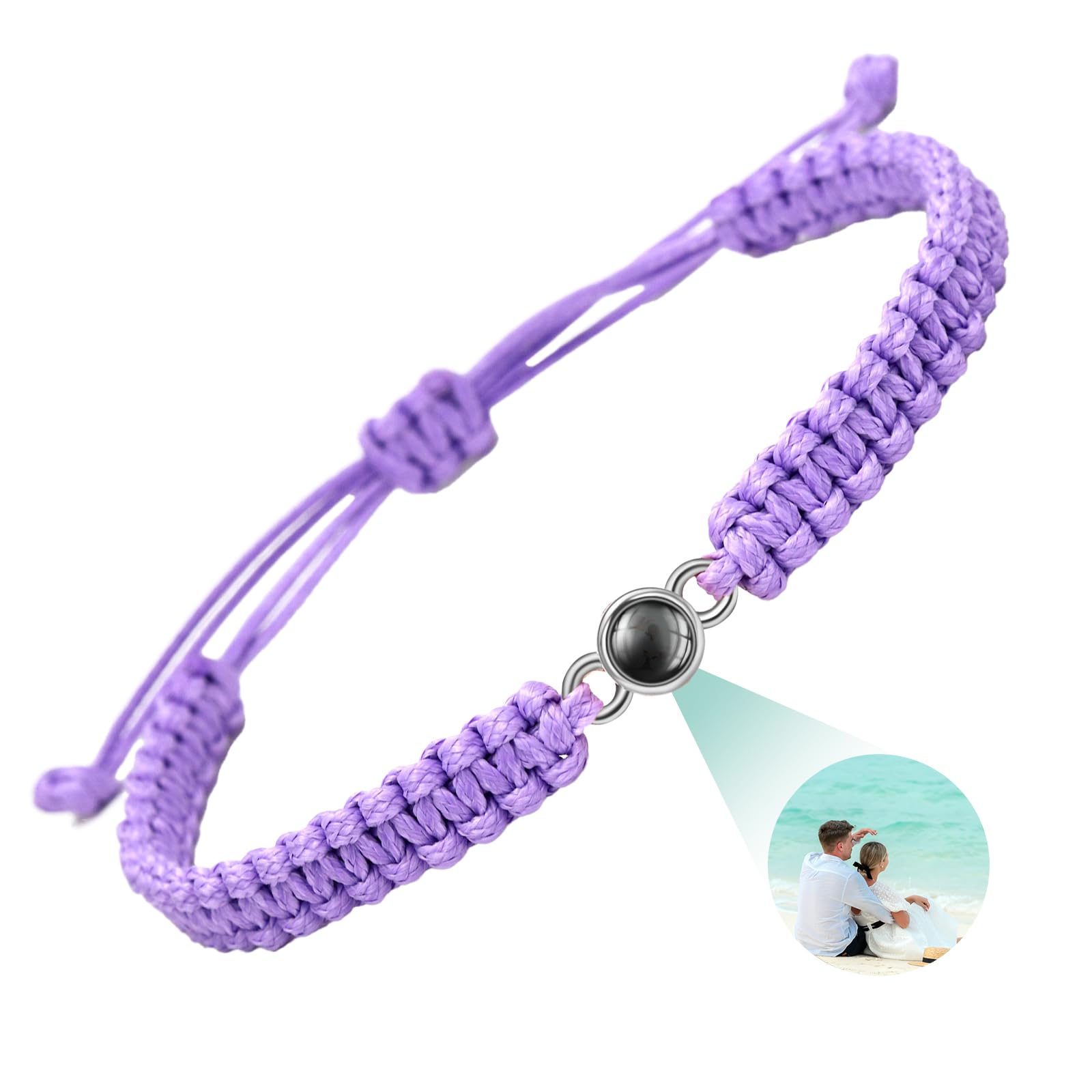 SUPHELPU Bracelet with Picture Inside, Personalized Circle Photo Bracelet Projection, Italian Style Charm Bracelets, Personalized Gifts for Women Boyfriend Couples, Photo Gifts for Memorial