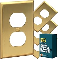 Vista 27 de Rio Salto BRASS - Placa de pared de metal dorado para interruptor de luz, placa de pared para receptáculo, cubiertas basculantes de 1 banda, latón