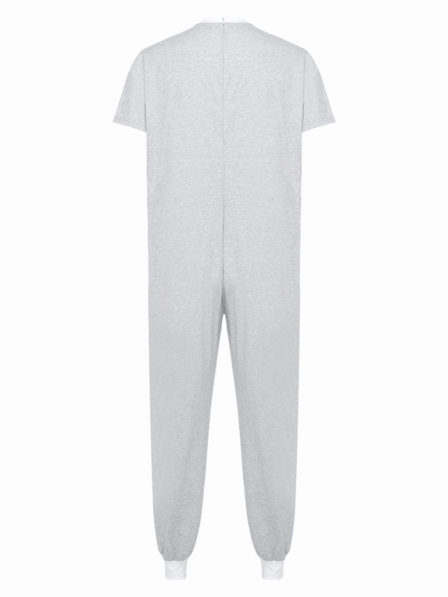 Oyolan Combinaison Sanitaire Homme Femme Pyjama Grenouillères Manches Courtes à Fermeture Eclair pour Personnes Âgées Alzheimer Incontinence