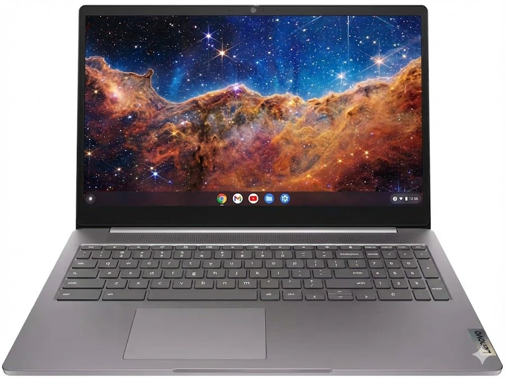 15.6" FHD Chromebook-Intel Quad-Core N4120(> N4020) 4GB RAM,128GB Storage,(64GB eMMC+64GB SD Card),Home & Student Laptop,with Privacy Camera,Wi-Fi6,HDMI1.4,Chrome OS,Artic Grey
