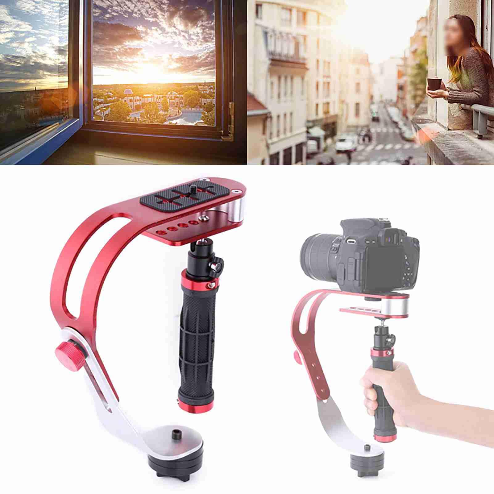 Supporto per Stabilizzatore Video Portatile per Fotocamere DSLR con Impugnatura Comoda e capacità di Peso di 2,1 Libbre Perfetto per i Cineasti Lega di Alluminio