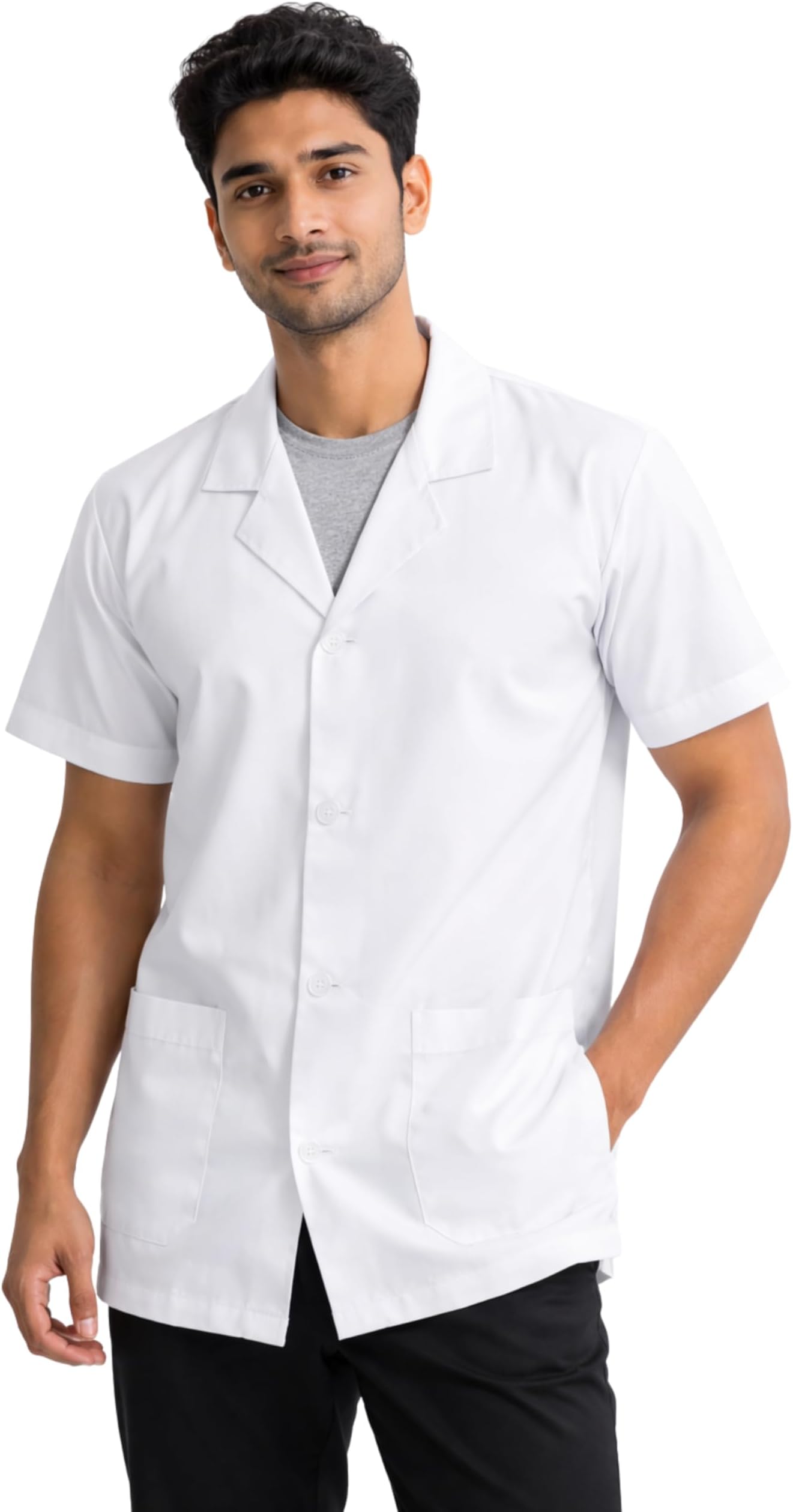 Lab Coat | Half Length Half Sleeves | Poly Viscose | Ideal for Doctors & Medical Professionals (Size)