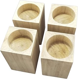 Set di 4 Gambe Rialzate per Mobili in Legno Massello,Gambe per Letto Scanalatura Rotonda,24 Misure,Colore Legno,per Comodini,Scrivanie,Tavolino da Caffè,Divano (13cm,Inner diameter 6.5cm)