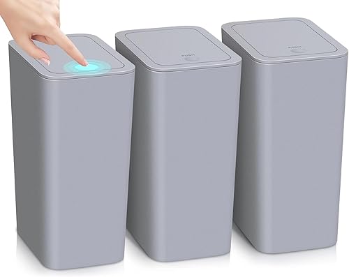 Cubo de basura pequeño con tapa para baño, 10 litros2.6 galones, papelera delgada con tapa desplegable para dormitorio, oficina, cocina, sala de