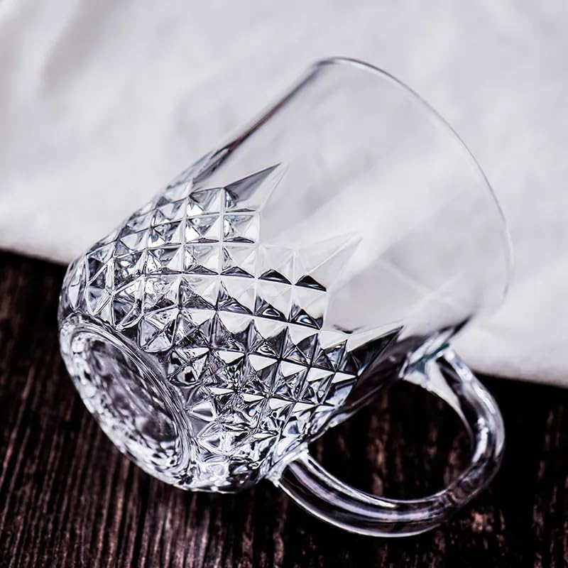 Image of ANKUL Premium Glass Coffee Mug Tea Cups Set of 2-200 ML, Transparent, Glass Cups Set for Coffee, Green Tea, Herbal Tea, Lemon Tea, Milk Cup, Hot /Cold Drinks Cups (Elegant, 2)