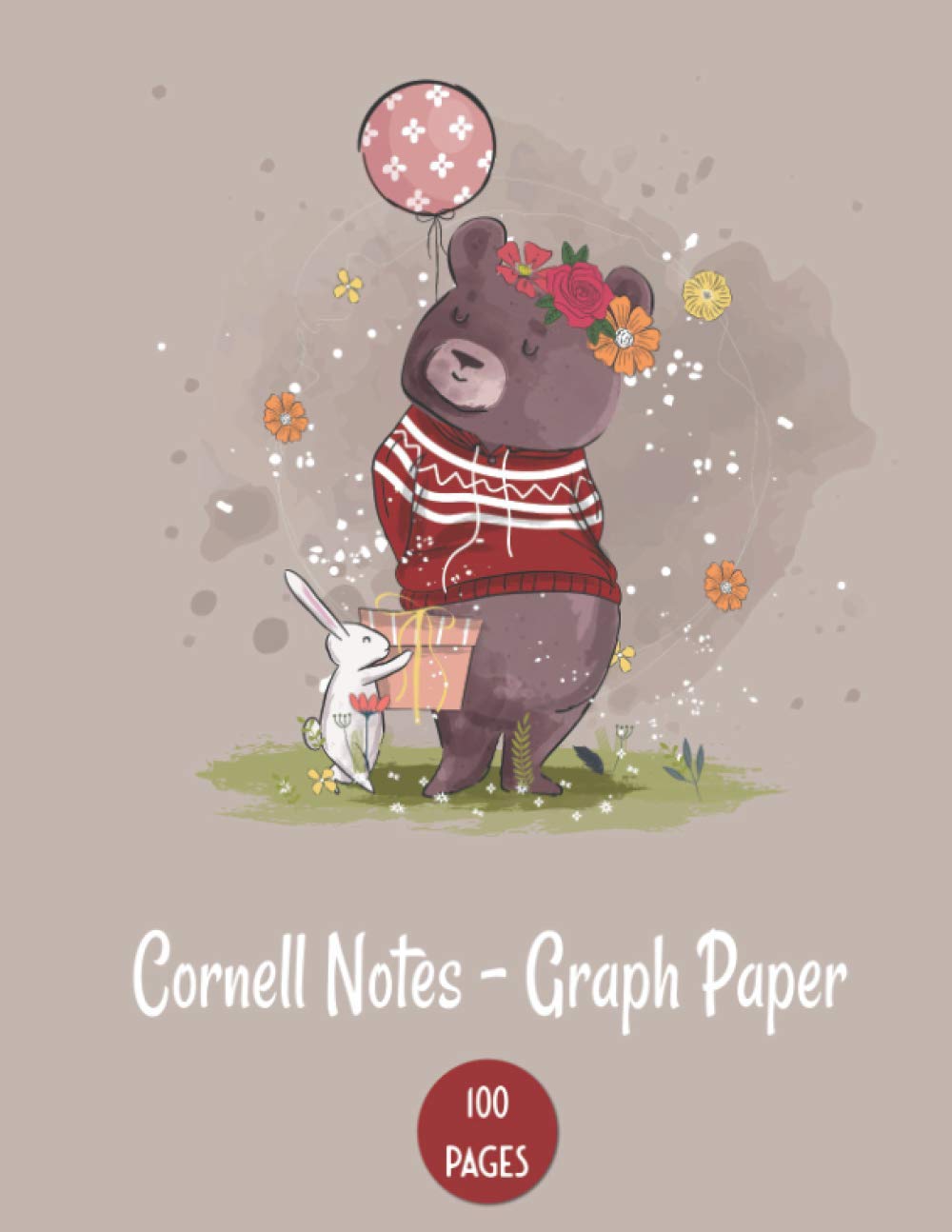 Cornell Notes Notebook: Note Taking System For Lecture and Meetings with Graph Paper 5, Index and 100 Numbered Pages: Beautiful Journal To Write In ... Your Creativity With a Bear and Rabbit Theme