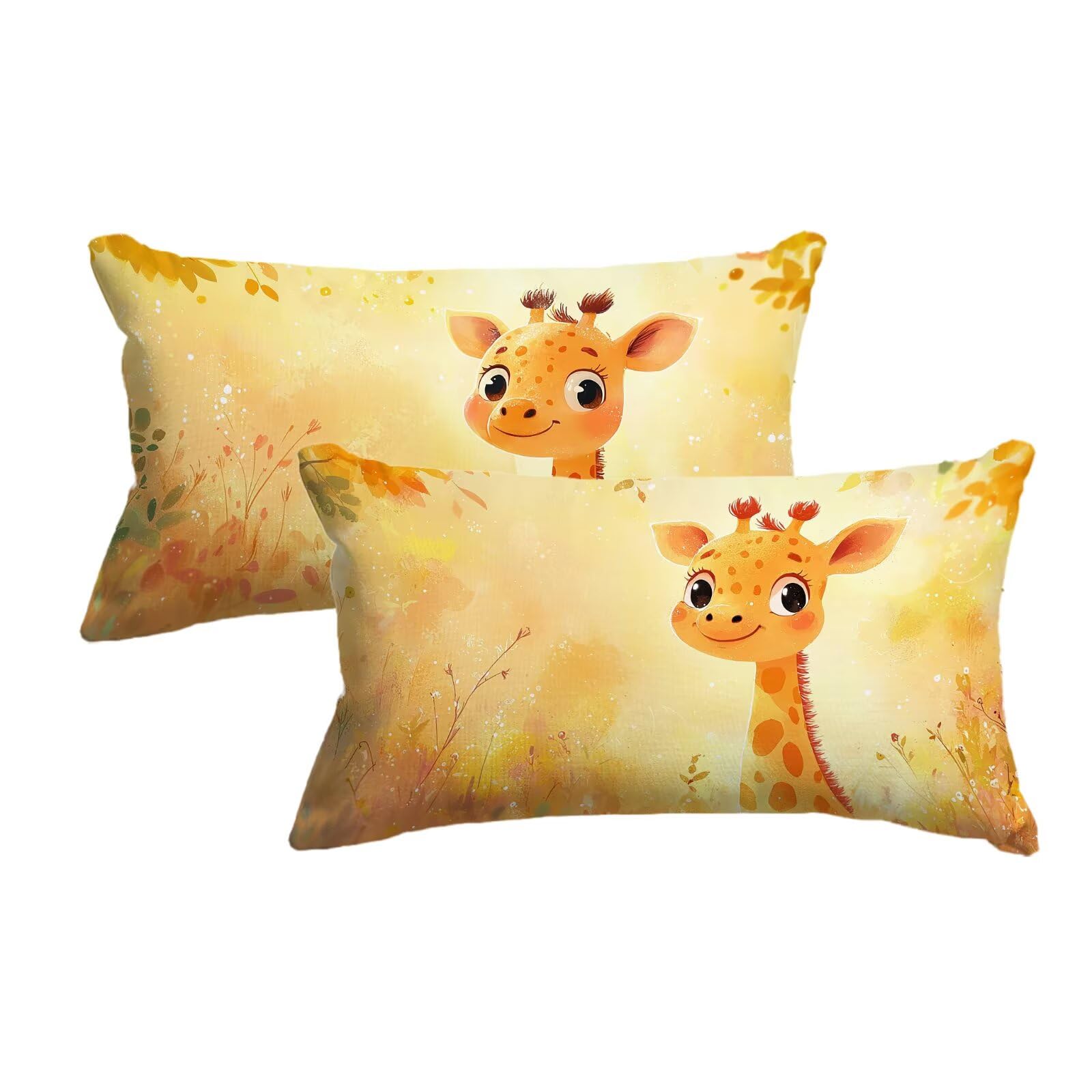 Taie d'oreiller 40x60 cm girafe lot de 2 housses de coussin déco pour canapé salon